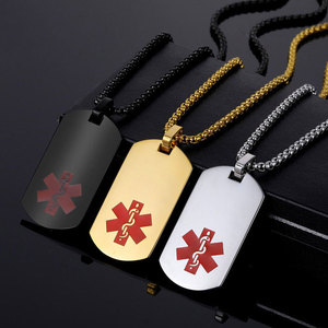 Collar con Placa de Identificación <span class=keywords><strong>para</strong></span> <span class=keywords><strong>Perros</strong></span>, de Acero Inoxidable, Chapado en Oro de 18K, <span class=keywords><strong>para</strong></span> Hombre, Regalo Masculino, Joyería, Alerta Médica - Product Image 2