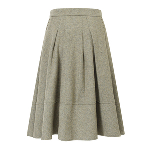 Custom Wool Blended Midi <strong>Skirt</strong> in Ginger Elegant Ladies Tweed Swing <strong>Tartan</strong> <strong>Skirt</strong> <strong>Women</strong> - Product Image 2