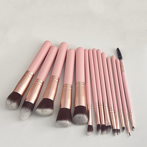 Ensemble de 14 <span class=keywords><strong>pinceaux</strong></span> de maquillage avec manche en bois pour fond de teint, fard à paupières, rouge à lèvres, anticernes, blanc, rose, noir, logo personnalisé, crayon à sourcils - Product Image 5