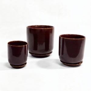 Macetas de Cerámica de Lujo para Interiores, <span class=keywords><strong>Color</strong></span> <span class=keywords><strong>Vino</strong></span> Tinto, para Jardín, Ecológicas, Ligeras, con Orificio de Drenaje, Pequeñas - Product Image 4