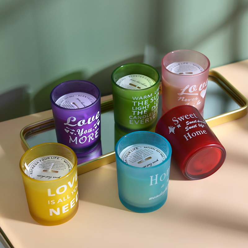 Custom Gift Glass Candle Jar With Wooden Metal Lid For Decoration Gifts