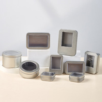 Boîte de rangement universelle carrée en fer blanc de qualité alimentaire avec fenêtre transparente pour emballage de bijoux et objets cadeaux