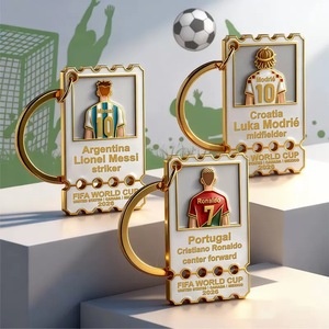 Llaveros de Estrellas <span class=keywords><strong>del</strong></span> Fútbol <span class=keywords><strong>Mundial</strong></span> 2026 al por Mayor, Dijes Esmaltados Estilo Boleto, Colgantes de Camisetas de Jugadores de Fútbol, Recuerdos para Aficionados, Aleación de Oro - Product Image 2