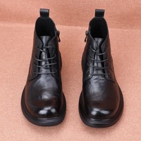 Chaussures en cuir véritable pour hommes, style Martin, décontractées, pour l'hiver et l'automne, avec fermeture éclair latérale tendance, bottines basses pour affaires