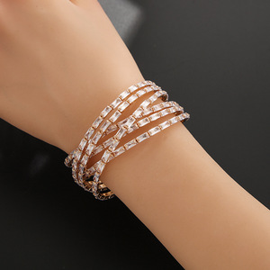 Neues Schmuckstück Zirkon-Stahldraht Elastisches Armband Sechs Reihen Kreuz Elegantes Modisches Brautschmuck <span class=keywords><strong>B327</strong></span> - Product Image 2