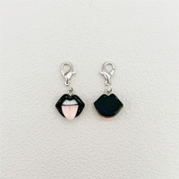 Pendentif en résine bouche noire d'Halloween, accessoire avec fermoir mousqueton, breloque de sac, décoration de valise, cadeau