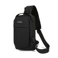 Bolso Bandolera Multifuncional Impermeable de PU Antirrobo para Hombre, con Cierre de Cremallera, Bloqueo con Contraseña, Carga USB, Inteligente, para Viajes