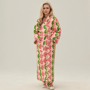 Kimono Invernale Caldo in Flanella Effetto Riso, Accappatoio Lungo in Pile Corallo, Vestaglia <span class=keywords><strong>da</strong></span> <span class=keywords><strong>Notte</strong></span> Comoda per Donne - Product Image 6