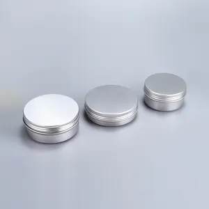 aluminium metal container 15g 20g 30g 40g 50g 60g 80g 100g 150g 200g silver aluminum cosmetic candle tins jars