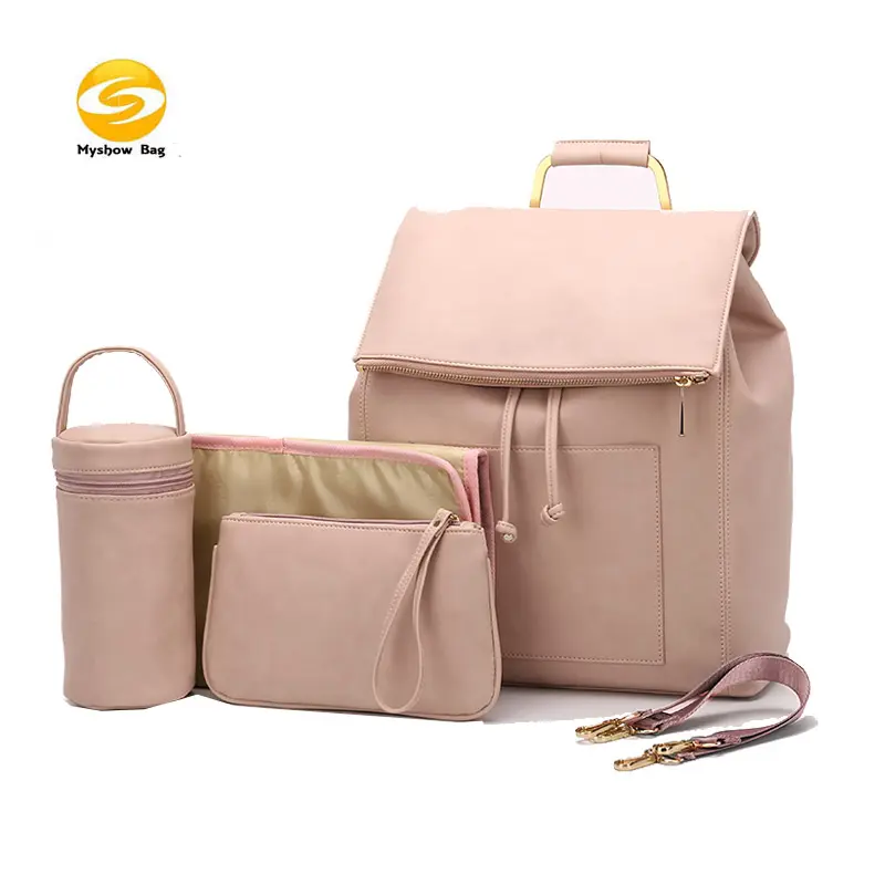 Faux leder windel tasche rucksack, große kapazität brust pumpe tasche multifunktions windel baby tasche mit isolierte tasche