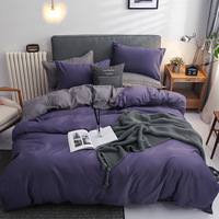 Housse de couette en microfibre brossée Double face de couleur unie, drap de lit de luxe de haute qualité, ensembles de literie 3 pièces
