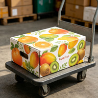 Cajas de Cartón Corrugado Impresas Personalizadas con Relieve, Reciclables, para Envío de Frutas y Verduras, con Orificios de Ventilación, para Duraznos, Naranjas y Productos Frescos