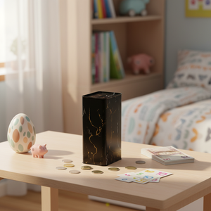 Kontensan <b>Marble</b> Black 1.3L Rectangular Ceramic Coin Bank Children <b>Egg</b> Number Box Patterns Piggy 75x100x190mm Gifts EF16050 - Product Image 3
