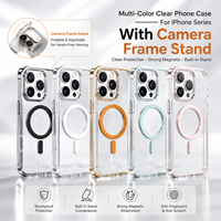 Étui avec béquille en TPU TPE PC de 2,5 mm pour iPhone 18 Pro 18 Pro Max, cadre d'objectif métallique rabattable, anneau magnétique intérieur bicolore, vente en gros