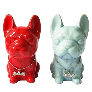 Estatuilla de perro de regalo de pareja de boda personalizada Bulldog Francés de cerámica para decoración del hogar