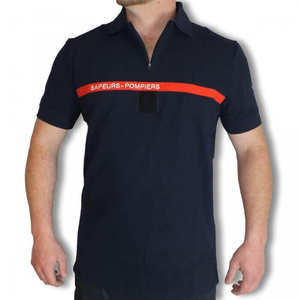 <span class=keywords><strong>Polo</strong></span> pour Pompiers en Coton 100 % 240 g/m² avec Logo Brodé Personnalisé, Uniforme de Sécurité, Bleu Marine avec Poche Stylo - Product Image 3