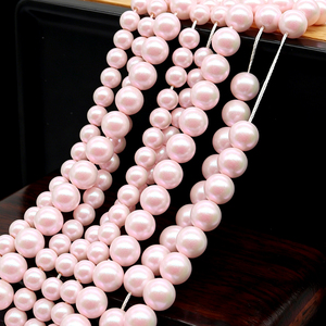 Perle di Vetro Rotonde di Alta Qualità, Imitazione <span class=keywords><strong>Swarovski</strong></span>, Colore Rosa Chiaro Crema, per Creazione di Gioielli - Vendita Stock - Product Image 4