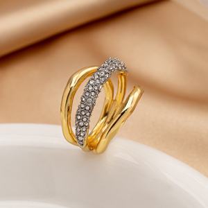 Thiên Tài Thiết Kế Ban Đầu Hợp Thời Trang Hợp Kim Nhẫn Với 18K Vàng Mạ Không Thường Xuyên Chia Đánh Bóng Bề Mặt Hoàn toàn Phòng Thí Nghiệm Grown Kim Cương Dát - Product Image 3