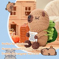 Peluche Capybara Tortue au Crochet Fungi Fun avec Carte Émotionnelle Motivante – Décoration Mignonne et Cadeau Positif pour Femmes, Adultes et Thérapeutes
