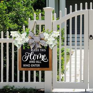 Nouveau produit : Porte-panier carré pour porte d'entrée, décoration de porte d'entrée, panneau de <span class=keywords><strong>bienvenue</strong></span>, couronne - Product Image 3