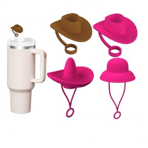 2024 10mm Silicone/PVC Anti-poussière Multi-designs Capuchons de paille pour chapeaux de cowboy pour Restaurants et Boutiques Compatible 30/40 oz - Product Image 6