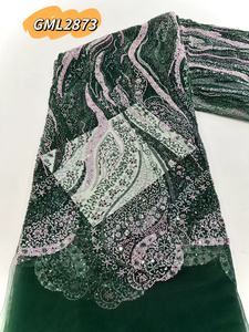 Chất Lượng Cao Sang Trọng Cô Dâu Nặng Handmade Hàn Quốc Hạt Ren 2025 Thiết Kế Mới Rose Gold Sequins Thêu Đám Cưới Vải - Product Image 4