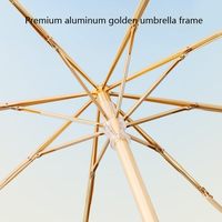 Parapluie pliant de voyage classique en aluminium doré avec imprimé floral, en pongé, avec poignée intérieure colorée pour femmes