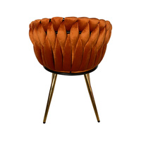 Mobilier de maison avec dossier rembourré, fauteuil confortable en velours, chaise de salle à manger, chaise tissée en corde