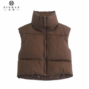 2023 hiver nouvelle mode gilet vestes col montant femmes vers le bas <span class=keywords><strong>sans</strong></span> manches vestes courte bulle femmes bouffant gilet - Product Image 6