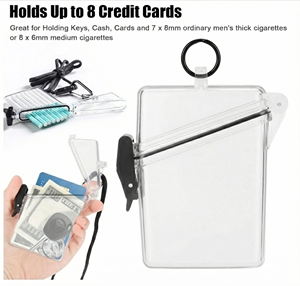 Étui porte-<span class=keywords><strong>badge</strong></span> d'identification étanche en ABS avec design vertical transparent, cordon, mousqueton et porte-clés, construction durable anti-écrasement - Product Image 4