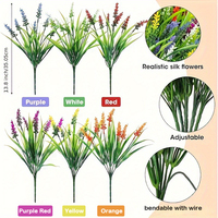 Bouquet de fleurs artificielles d'extérieur en lavande, herbe de printemps et herbe de singe, pour décoration intérieure, moulage par injection plastique
