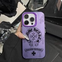 Coque de téléphone tendance à motif de dessin animé pour iPhone 17/16/15/14/13/12/11/Pro/Pro Max/Plus, étui rigide antichoc double couche à motif croisé argenté