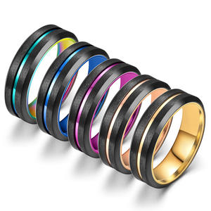 6MM Duas Cores Groove Beveled Edge <span class=keywords><strong>Promise</strong></span> Casal Anéis Alta Qualidade Aço Inoxidável Engagement Joint Ring Jóias Atacado - Product Image 1