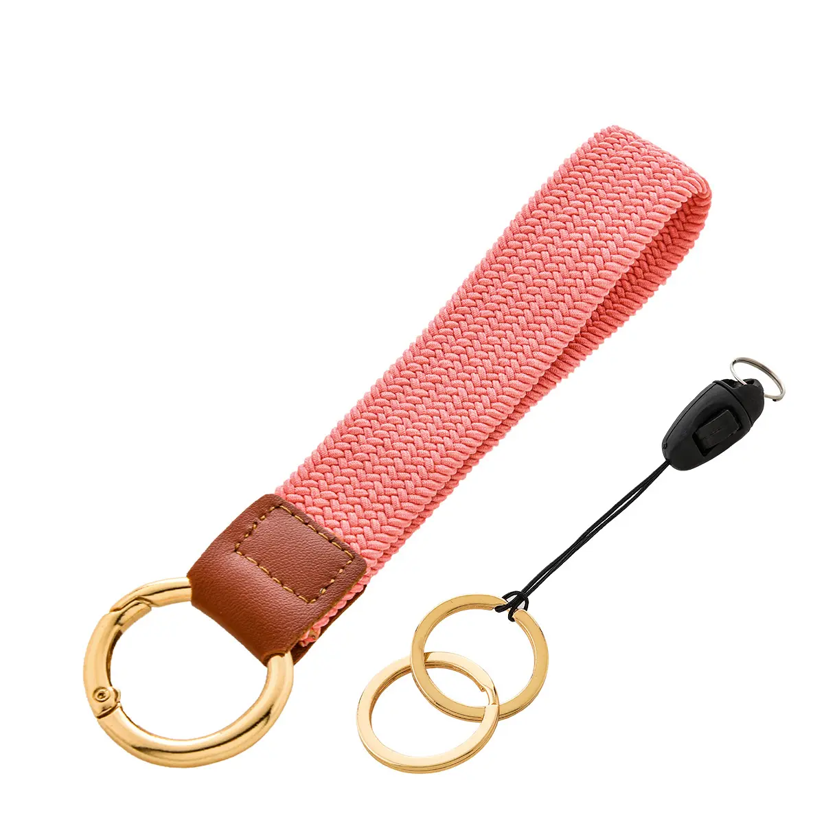 Custom Logo Elastic Braided Wristlet Keychain Women Stretchy Wrist Key Chain Lanyard for Camera Phone Case Wallet Id Card Badges