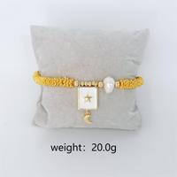 Bracelet Religieux Bohème-Plaqué Or Croix Coeur Vierge Marie Pendentif avec Perle Chaîne Élastique Réglable Vente en Gros