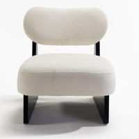 Fauteuil d'appoint en tissu bouclé beige de 26 pouces, durable, avec coussin en éponge haute densité, pieds en bois, moderne, pour salon, hôtel