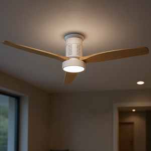 Ventilador de techo LED empotrado para interiores de 52 pulgadas con control remoto y luz, 3 aspas, motor de CC, blanco cálido 3500K - Product Image 2