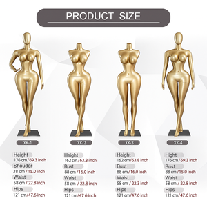 Manekin serat kaca emas BBL badan melengkung wanita, dengan pinggul lebih lebar dan pinggang lebih kecil untuk tampilan jendela dan penggunaan toko - Product Image 6