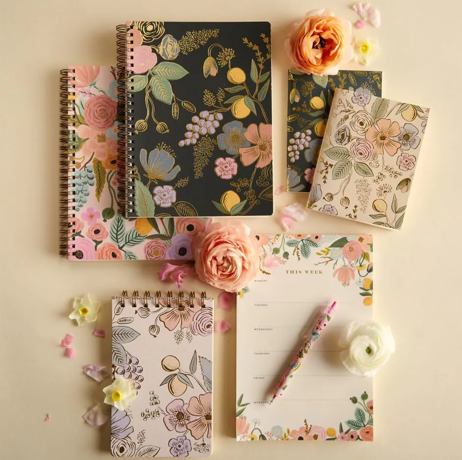 Bloc de notas de lista semanal diario con estampado floral personalizado