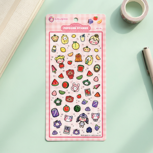 [Sowony Playground] Pegatinas 3D de PVC Impermeables con Diseño de Palomitas de Maíz, Frutas Frescas y Jugosas para Diario, Agenda, Portátil y Teléfono - Product Image 2