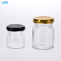 Botol Kaca VISTA Mini Premium Flint/Amber 38ml/70ml dengan Cetak Sablon, untuk Permen, Jeli, Gula, Garam, dengan Tutup Putar
