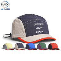 Casquette souple en nylon personnalisée Casquette de camping Broderie 3d Logo Casquette de course à pied à 5 panneaux Casquette de camping en polyester perforé imperméable