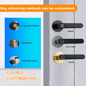 AIEN à prix d'usine en alliage <span class=keywords><strong>de</strong></span> zinc empreinte digitale TUYA Bluetooth WiFi télé<span class=keywords><strong>commande</strong></span> intérieure porte en bois serrure intelligente avec poignée - Product Image 2
