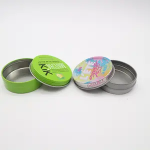 2 Oz Aluminium Ronde Metalen Blikken Met Schroef Top Deksel Kaars Tin Zilver Kleur Ronde Massage Kaars Tin Met Uitloop custom Box