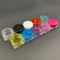 Petits pots en plastique PS 0,1 oz/0,17 oz/3 ml/5 ml transparents à base carrée pour échantillons de maquillage, baume à lèvres, poudre, nettoyant visage, lotion