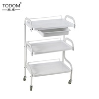Chariot de Salon de Beauté et Spa en Plastique Blanc, Prix Usine, OEM ODM, Capacité de Charge 45KG, Usage Commercial Hôtel et Salle de Sport