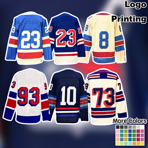 Jersey Hoki Es Gaya New York Pria 2024 # 10 # 20 # 31 # 93 Seragam Bordir Penuh Jahitan Rapi Penyerap Keringat 100% Poliester - Product Image 1