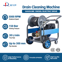 Machine de nettoyage de canalisations 150 bars, outil de débouchage de drains, machine de nettoyage d'égouts à moteur essence pour le détartrage des conduites