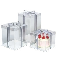 Boîte à gâteau transparente en gros, 8 pouces, double couche, 3-en-1, pour anniversaire, pâtisserie, cadeau