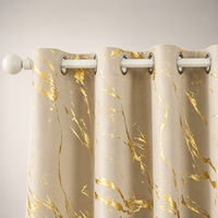 Rideaux occultants beige marbré doré à impression 3D, isolants thermiques, à œillets, pour salon, chambre et hôtel